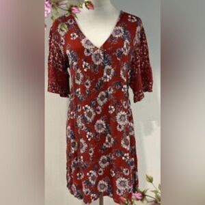 Maurices Red Floral Mini Dress, womens Medium